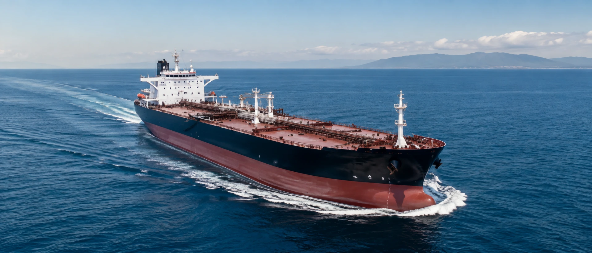 Tanker vessel underway at sea
